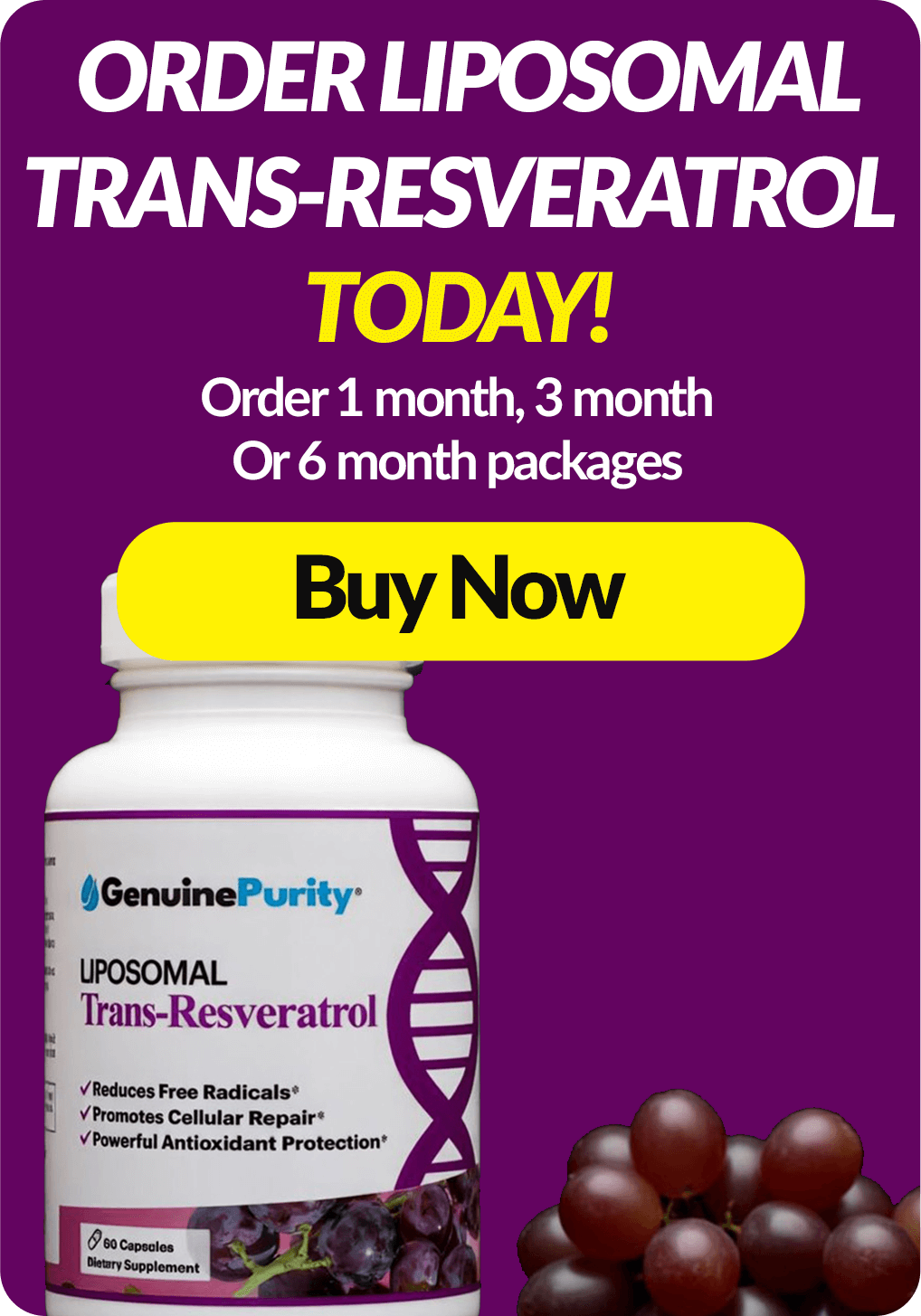 Order GenuinePurity Trans-Resveratrol at genuinepurity.com